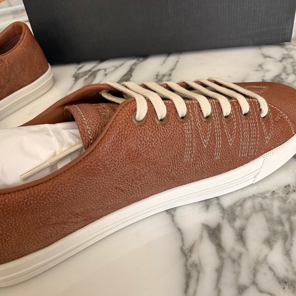 Prada Milano 2EE448 Mens Brown Pebbled Leather Low Top Sneakers, UK 7.5 main image 11